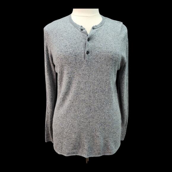 Billy Reid Sweater Mens Large V-Neck Silk Wool Gray Heather Lightweight Italy - Picture 2 of 12
